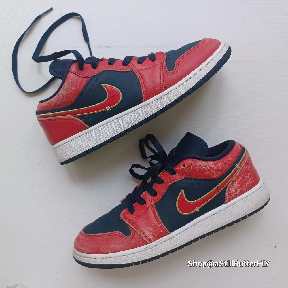Nike Air Jordan Low Top Sneakers - Navy Blue & Red